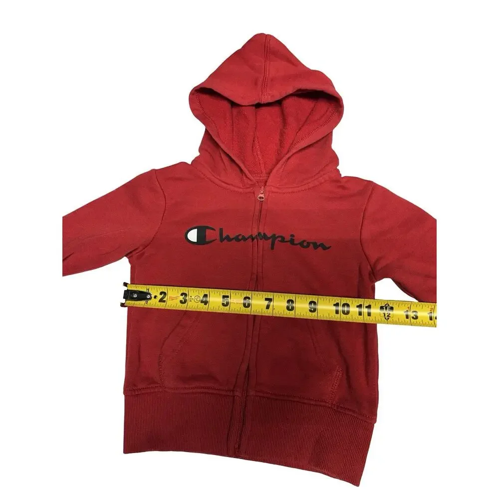 Champion Toddler 2T Red Full Zip Hoodie Logo Fleece Sweatshirt Jacket